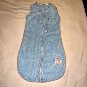 Fuzzy blue sleep sack